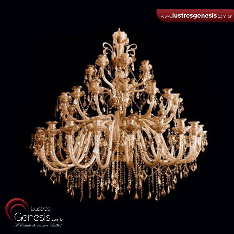 lustre de cristal clássico 48 braços para pé direito duplo Lustres Gênesis loja online de Lustres e Iluminação Decorativa